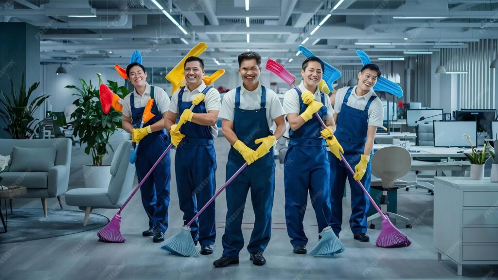 team janitors cleaning office 926199 2119397